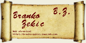 Branko Zekić vizit kartica